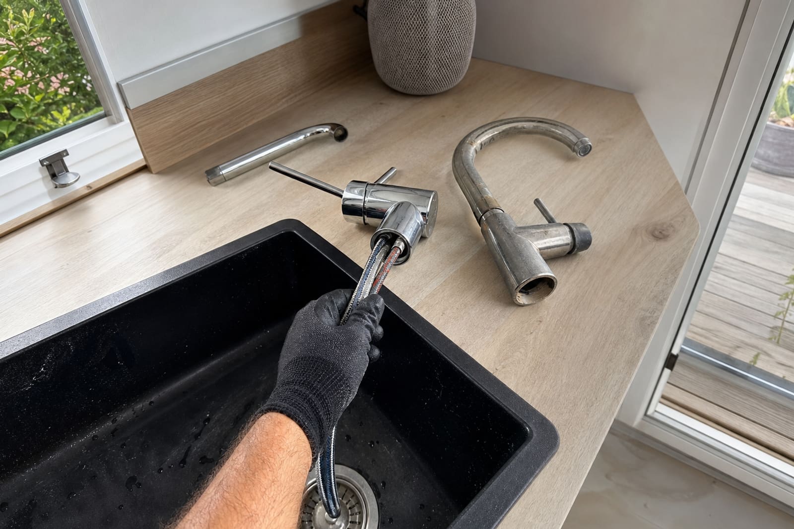 remplacement robinet mitigeur sur plan